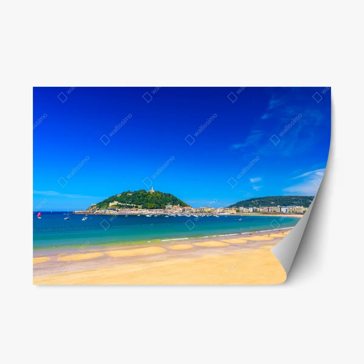 Repositionierbarer Aufkleber sonnige küstenpanorama mit goldenem sand – Pixers®
