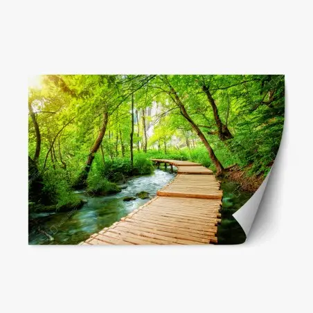 Repositionierbarer Aufkleber holzsteg bei den Plitvicer Seen – Pixers®