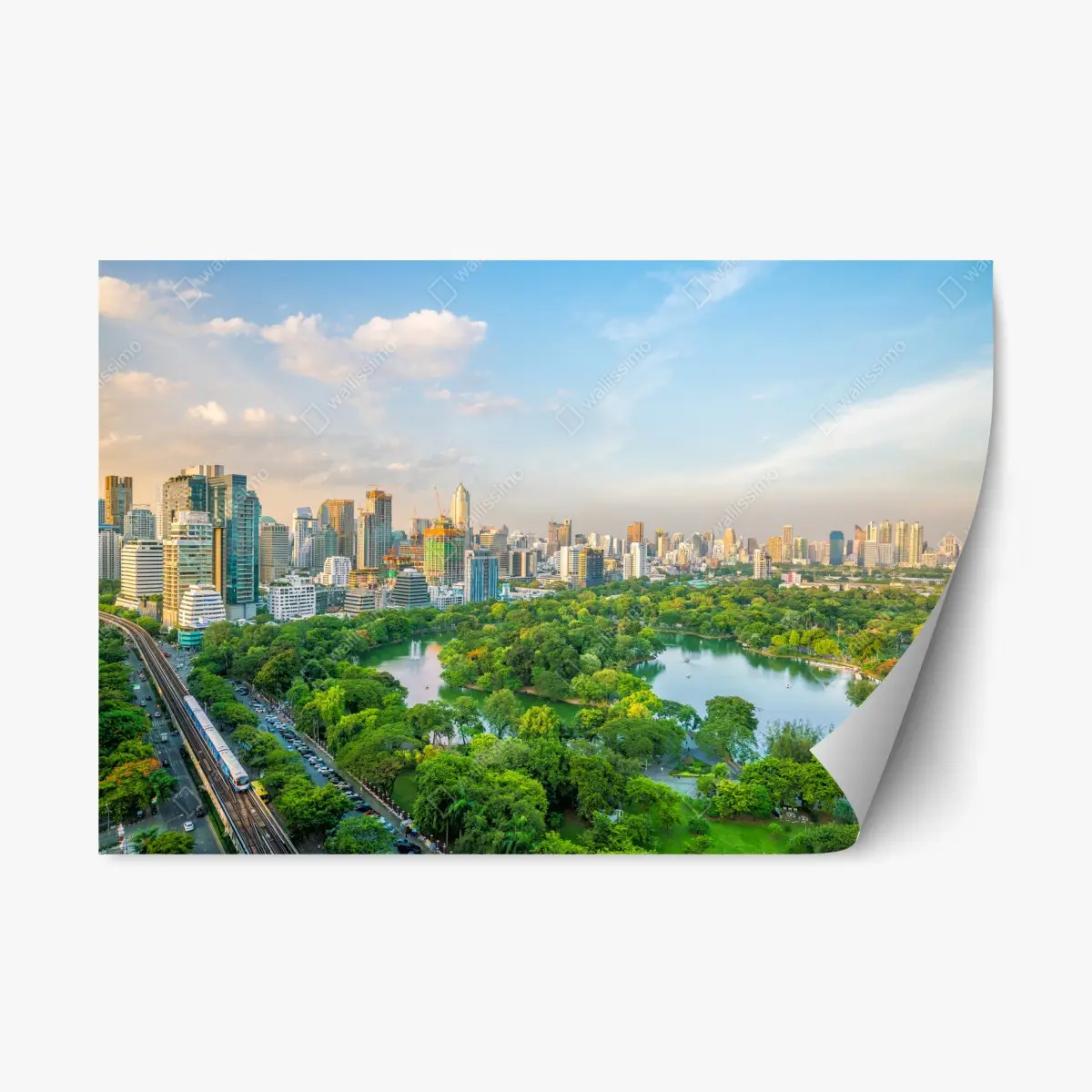 Repositionierbarer Aufkleber Bangkok skyline über dem Lumpini Park – Pixers®