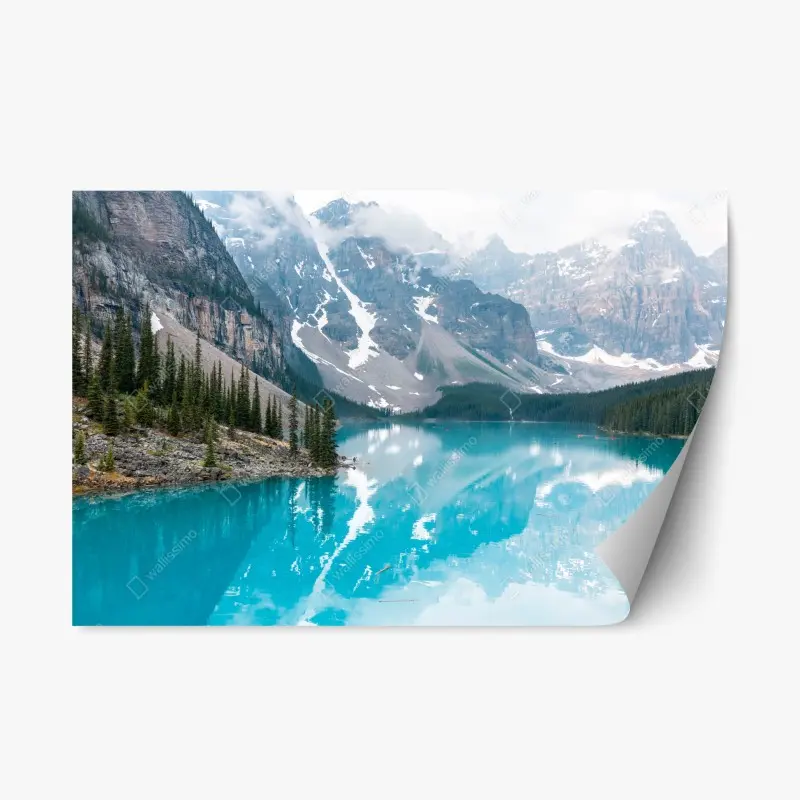 Repositionierbarer Aufkleber türkissee moraine im Banff