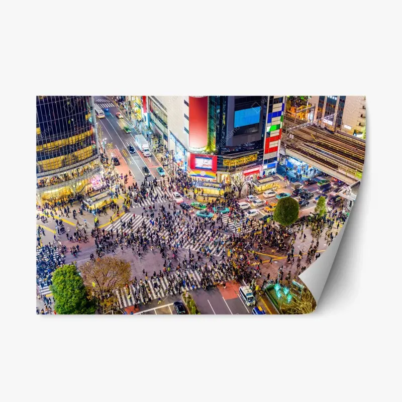 Repositionierbarer Aufkleber Shibuya nächtliche kreuzung