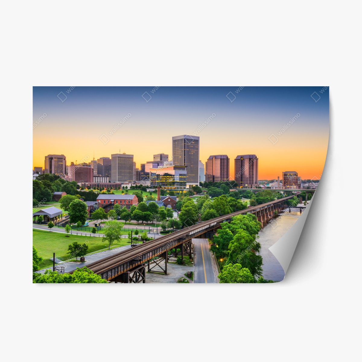 Repositionierbarer Aufkleber Richmond skyline bei sonnenuntergang – Pixers®