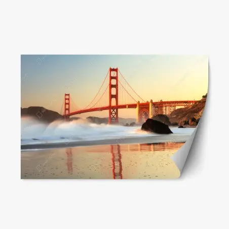 Repositionierbarer Aufkleber Golden Gate brücke bei sonnenuntergang – Pixers®