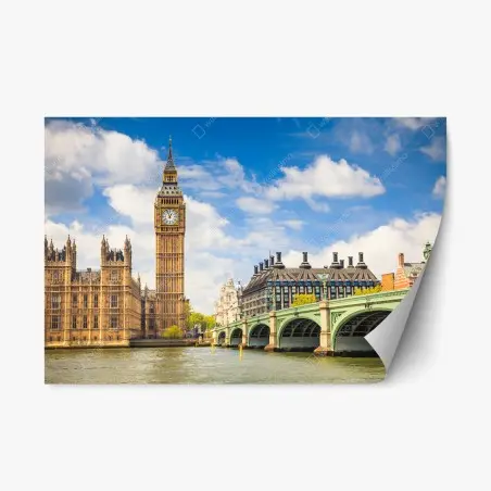 Repositionierbarer Aufkleber London panorama mit uhrturm Big Ben und Westminster Bridge – Pixers®