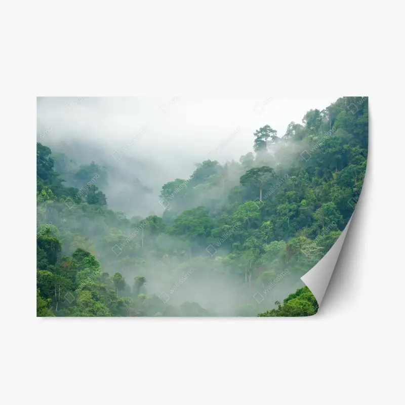 Repositionierbarer Aufkleber morgendlicher nebel über Kaeng Krachan