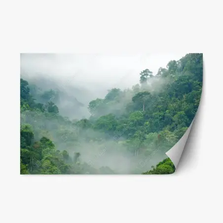 Repositionierbarer Aufkleber morgendlicher nebel über Kaeng Krachan – Pixers®