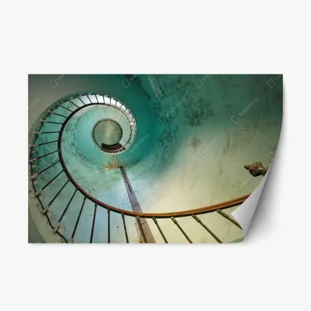 Repositionierbarer Aufkleber türkise spiraltreppe in historischem treppenhaus – Pixers®