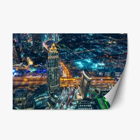 Repositionierbarer Aufkleber Dubai nachtpanorama vom Burj Khalifa – Pixers®