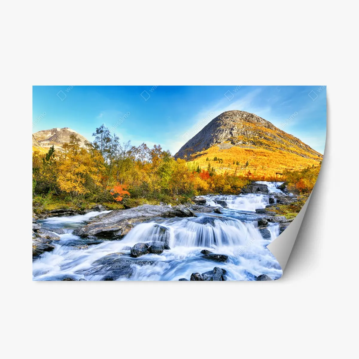 Repositionierbarer Aufkleber goldener herbstwasserfall – Pixers®