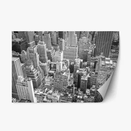 Repositionierbarer Aufkleber luftaufnahme einer städtischen skyline in schwarzweiß – Pixers®