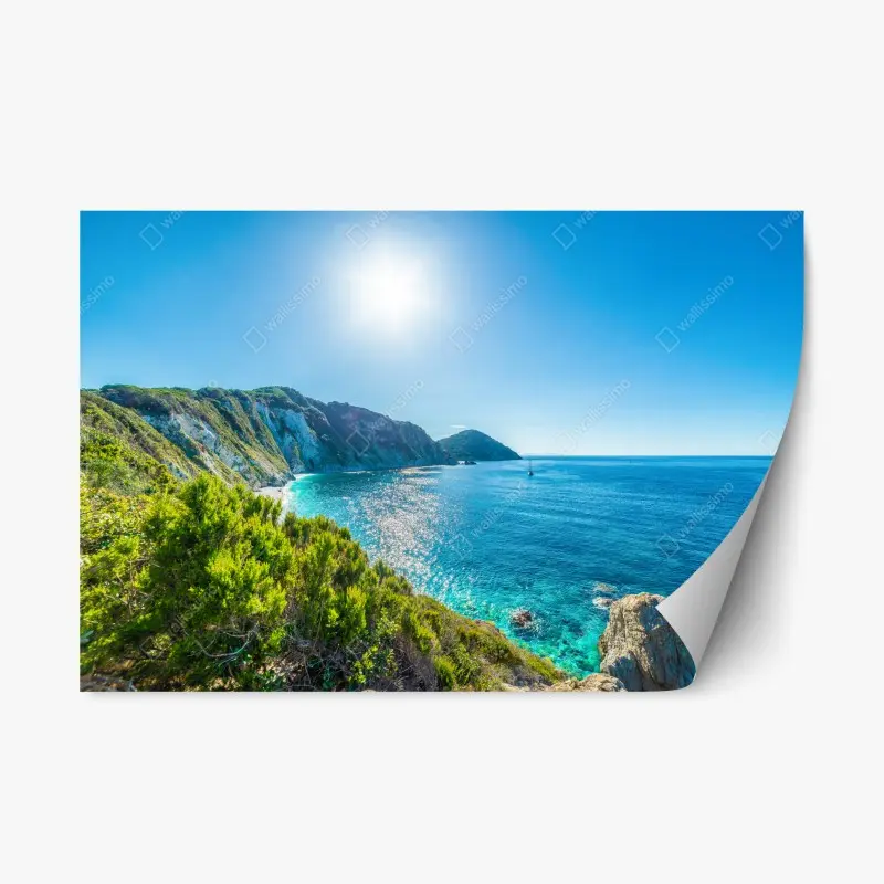 Repositionierbarer Aufkleber sonnige panoramaansicht des strands Sansone, Elba