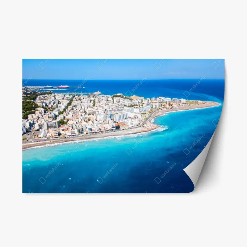 Repositionierbarer Aufkleber luftpanorama der küste von Rhodos