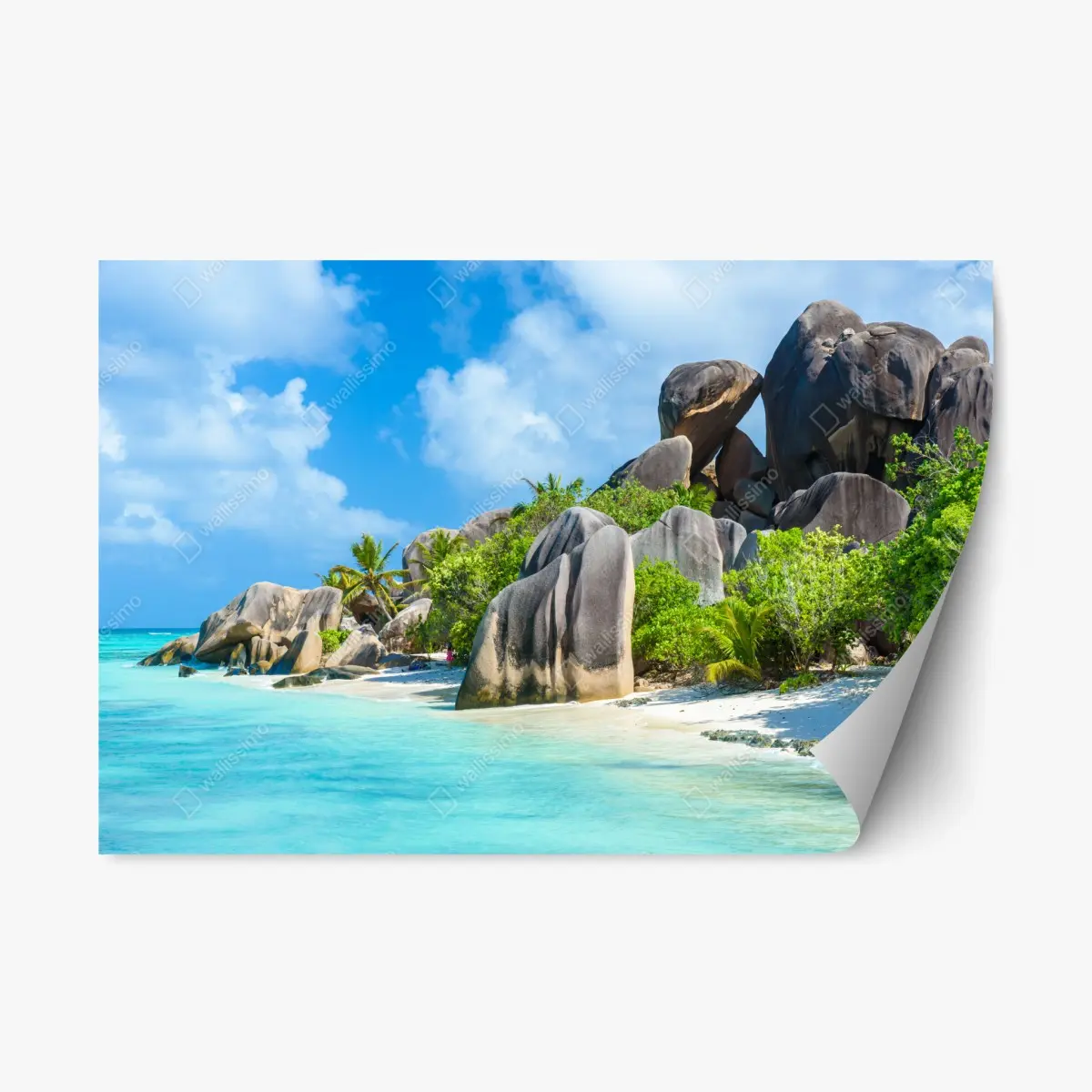 Repositionierbarer Aufkleber strand Anse Source d'Argent, La Digue – Pixers®