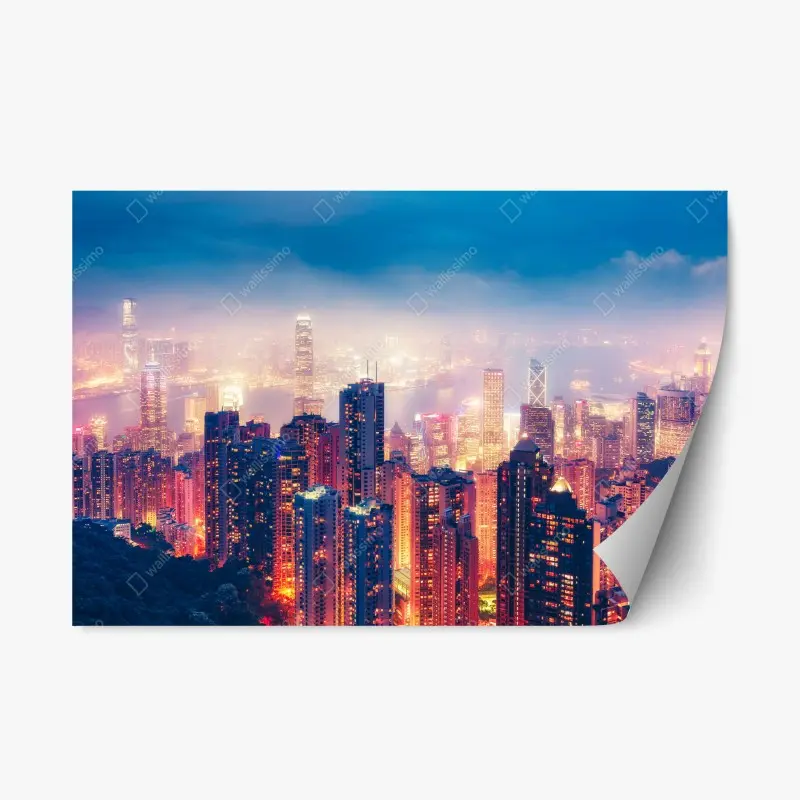 Repositionierbarer Aufkleber Hongkong nächtliche skyline vom Victoria Peak