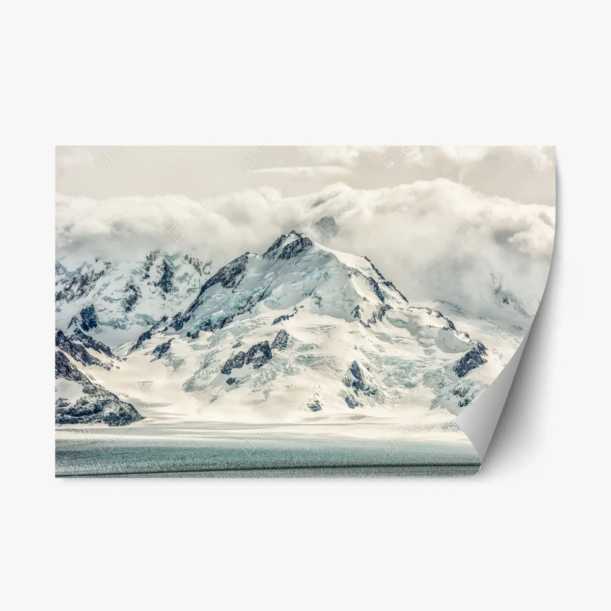 Repositionierbarer Aufkleber schneebedeckter berggipfel mit gletscher – Pixers®