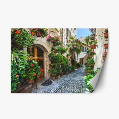 Repositionierbarer Aufkleber charmante gasse in Spello, Italien – Pixers®