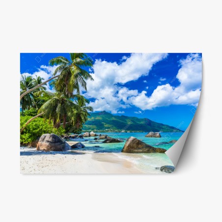 Repositionierbarer Aufkleber Baie Beau Vallon tropischer strand – Pixers®