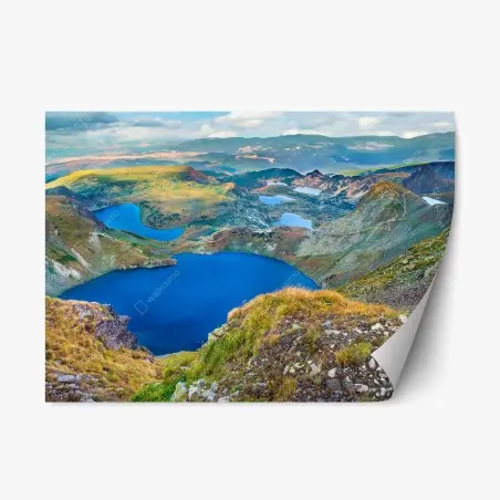 Repositionierbarer Aufkleber alpine blaue seen panorama – Pixers®