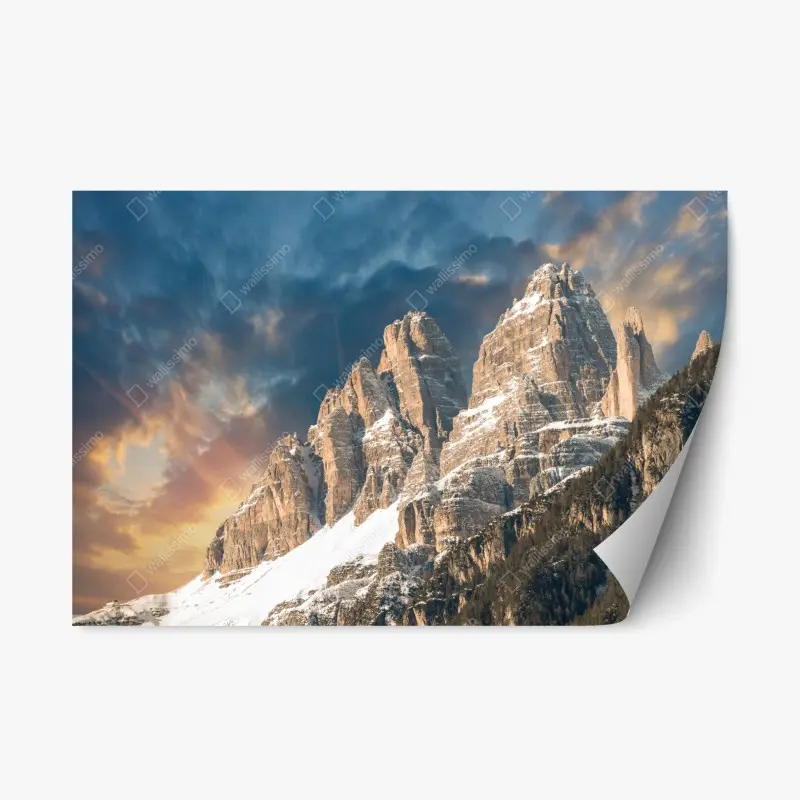 Repositionierbarer Aufkleber dramatischer sonnenuntergang über den Dolomiten