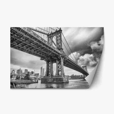 Repositionierbarer Aufkleber blick auf die Manhattan Bridge und die skyline von New York – Pixers®