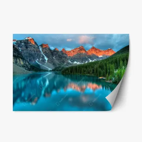 Repositionierbarer Aufkleber Moraine Lake sonnenaufgang alpenglow – Pixers®