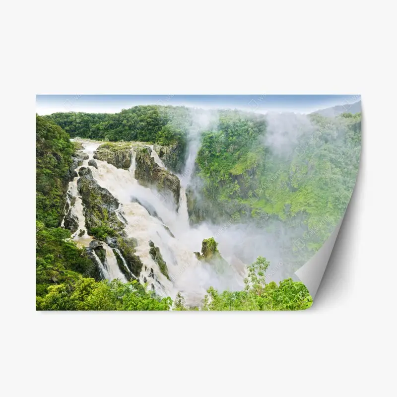 Repositionierbarer Aufkleber wasserfall Barron Falls im regenwald