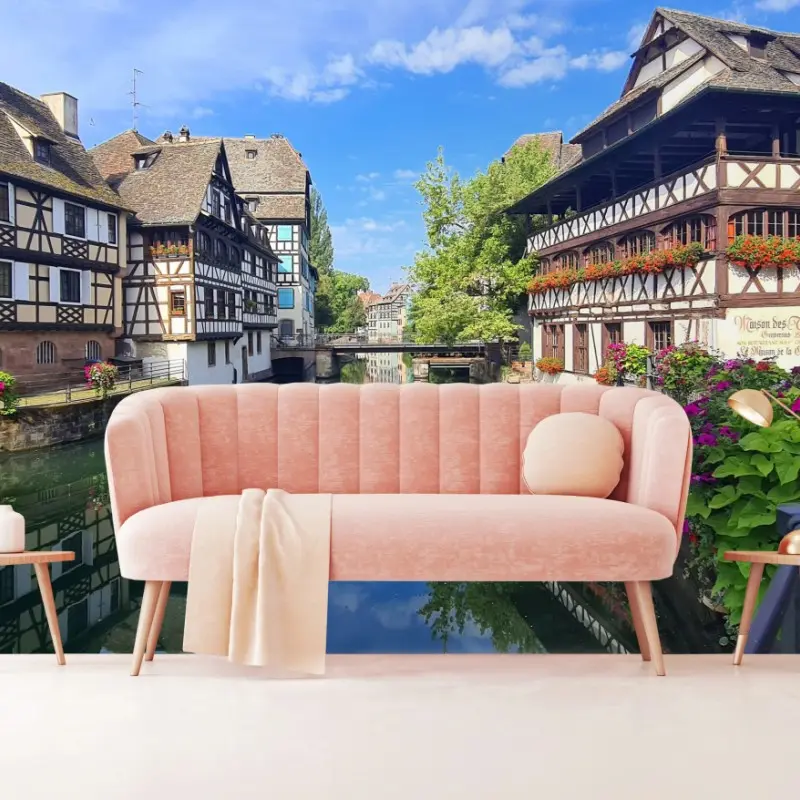 Fototapete malerische fachwerkhäuser am kanal