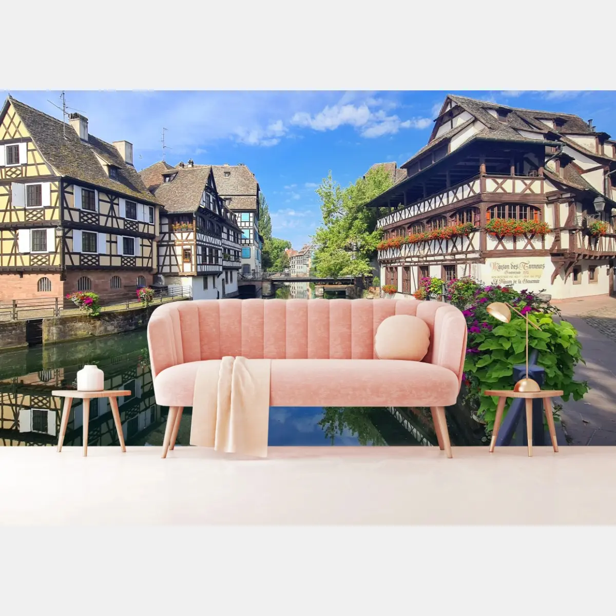 Fototapete malerische fachwerkhäuser am kanal – Pixers®