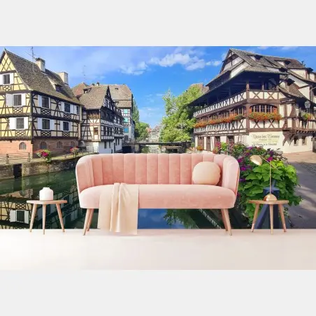 Fototapete malerische fachwerkhäuser am kanal – Pixers®