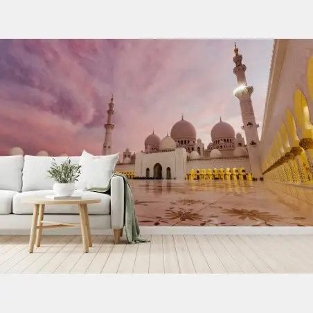 Fototapete ruhiger sonnenuntergang an der moschee Sheikh Zayed – Pixers®