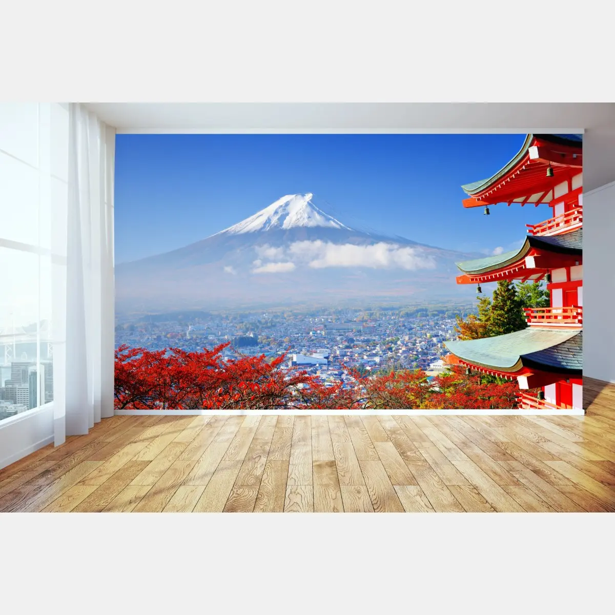 Fototapete Mount Fuji pagode herbstblick – Pixers®
