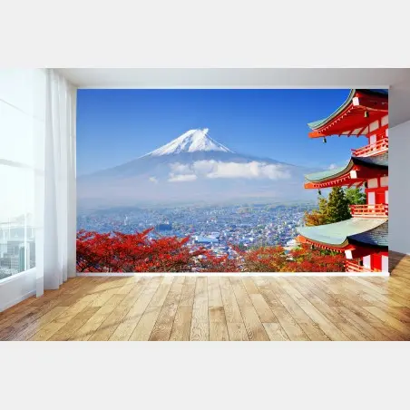 Fototapete Mount Fuji pagode herbstblick – Pixers®