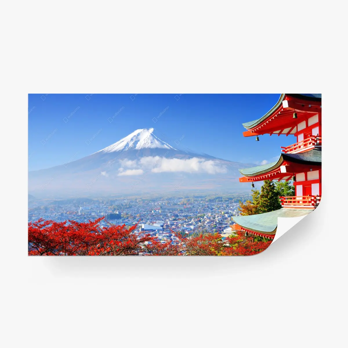 Fototapete Mount Fuji pagode herbstblick – Pixers®