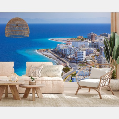 Fototapete Elli strand, Rhodos küstenpanorama – Pixers®