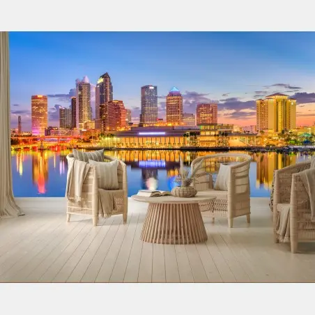 Fototapete Tampa skyline bei dämmerung – Pixers®