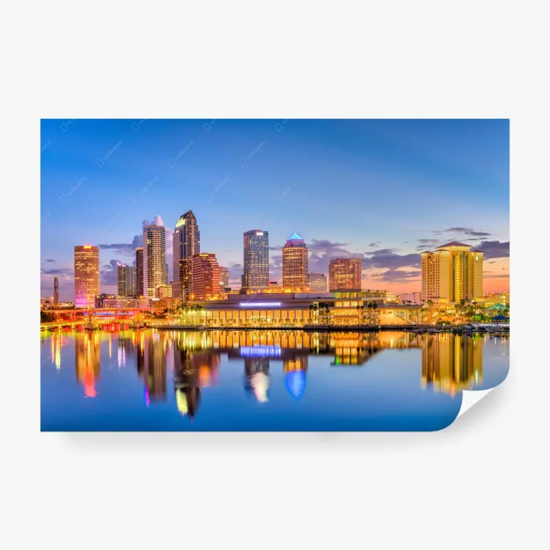 Fototapete Tampa skyline bei dämmerung