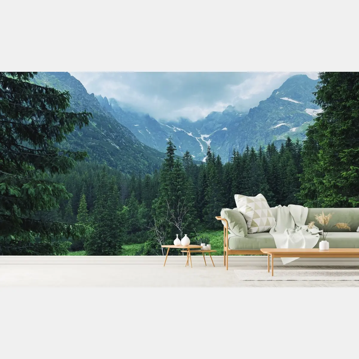 Fototapete ruhige berglandschaft mit wald – Pixers®