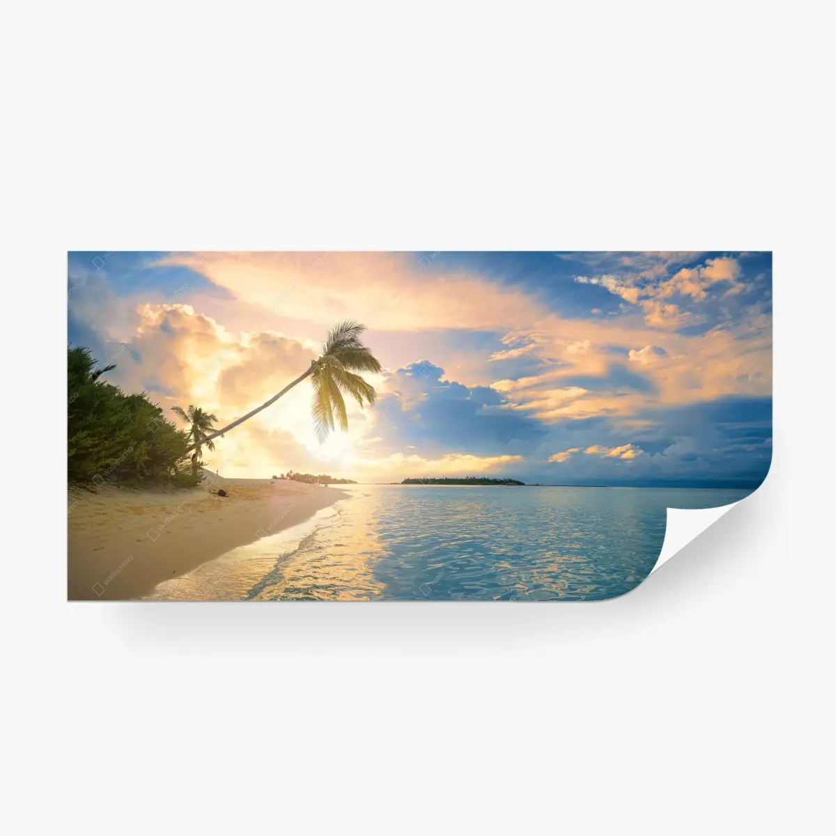 Fototapete Malediven tropischer sonnenuntergang mit palmensilhouette – Pixers®