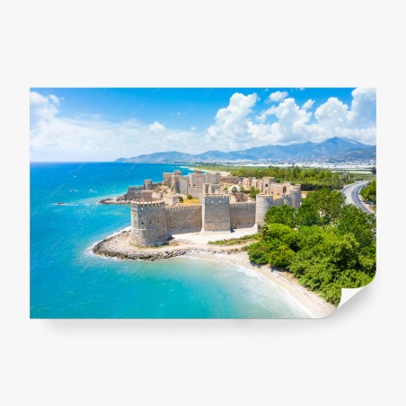 Fototapete burg an der türkisfarbenen bucht – Pixers®