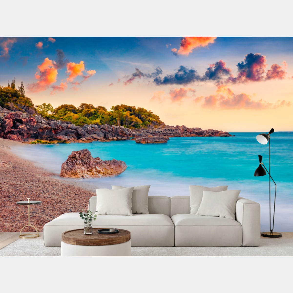 Fototapete wundervoller sonnenaufgang an der Apelistra Beach, Himare – Pixers®
