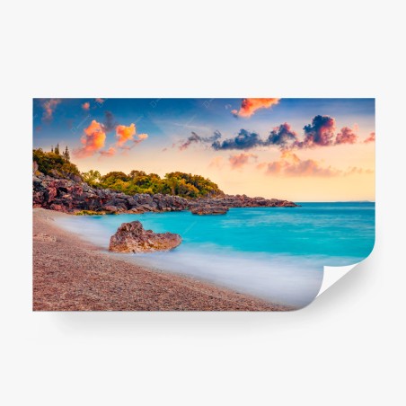 Fototapete wundervoller sonnenaufgang an der Apelistra Beach, Himare – Pixers®