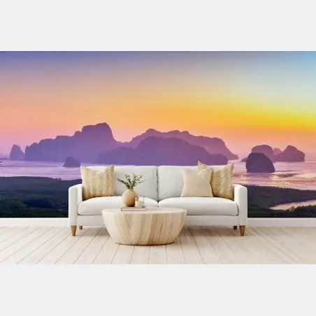 Fototapete sonnenaufgang über den inseln von Phang Nga Bay – Pixers®