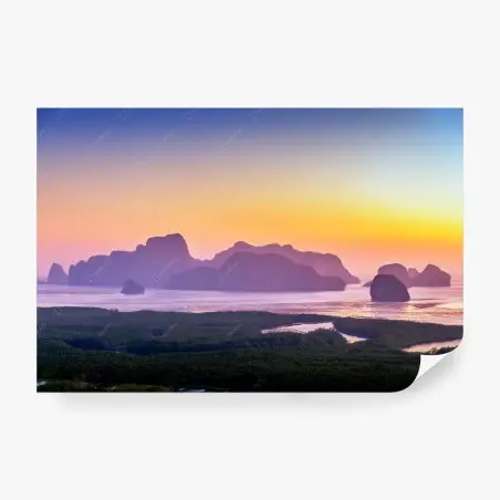 Fototapete sonnenaufgang über den inseln von Phang Nga Bay – Pixers®