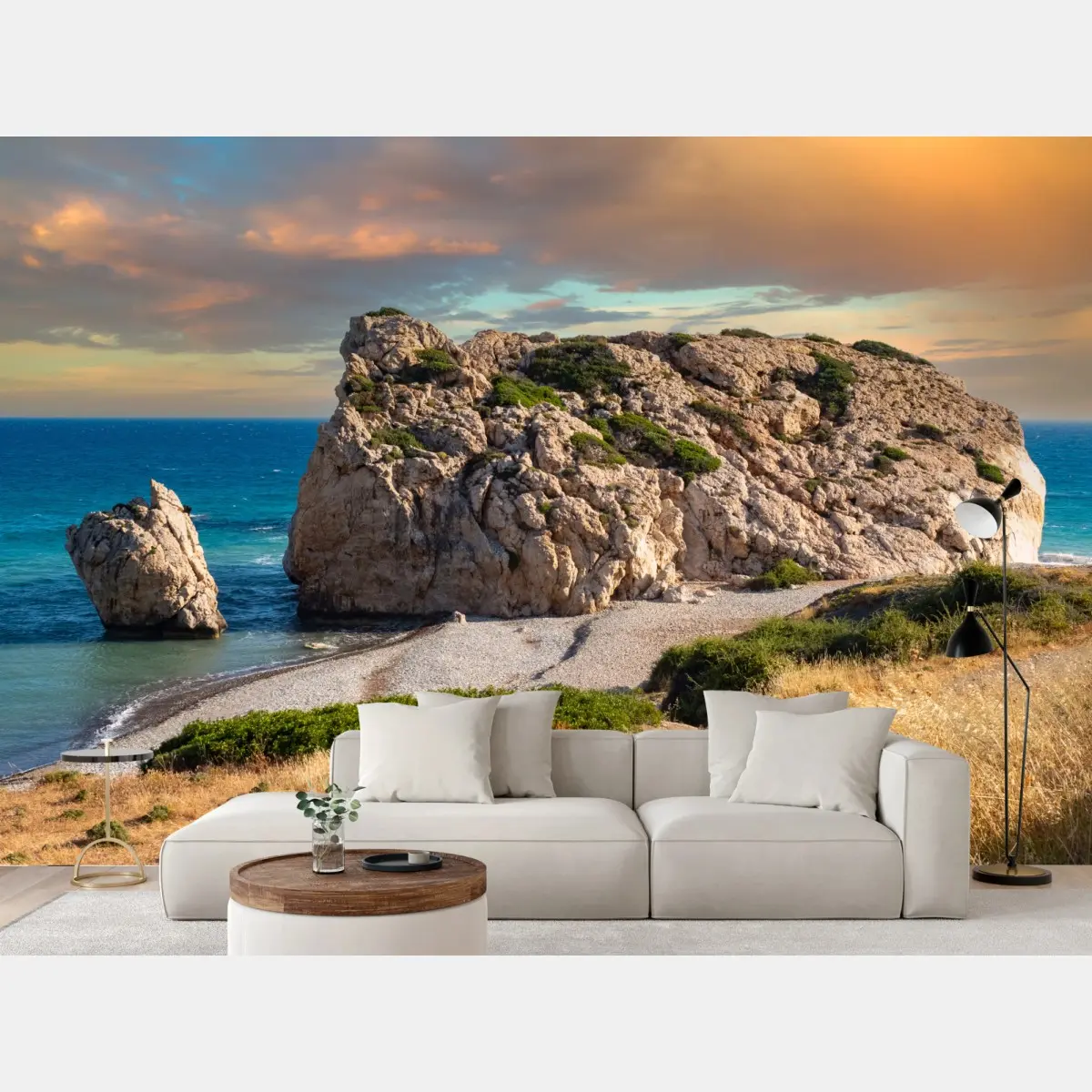 Fototapete fels von Aphrodite, Zypern türkis küste am Mittelmeer – Pixers®