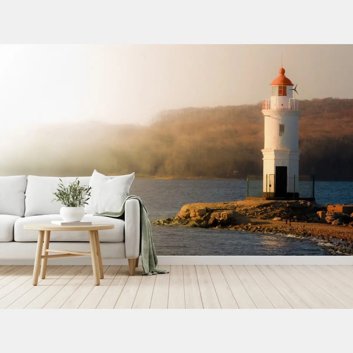 Fototapete leuchtturm im nebel am meer – Pixers®