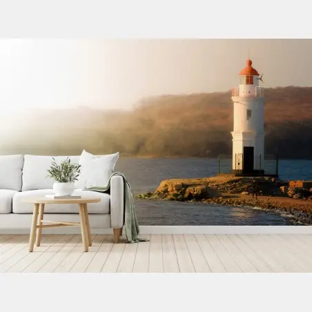 Fototapete leuchtturm im nebel am meer – Pixers®
