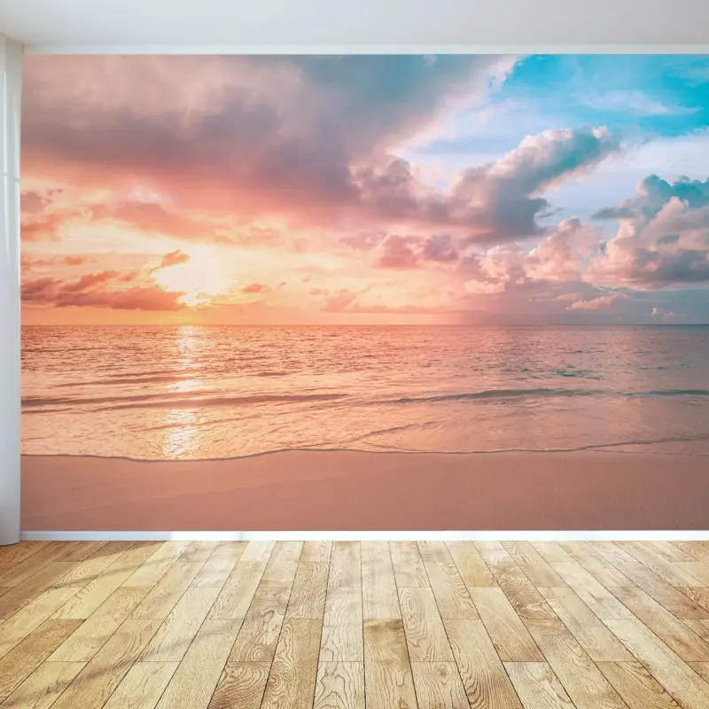 Fototapete sanfter pastellsonnenuntergang am strand