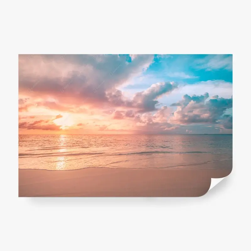 Fototapete sanfter pastellsonnenuntergang am strand