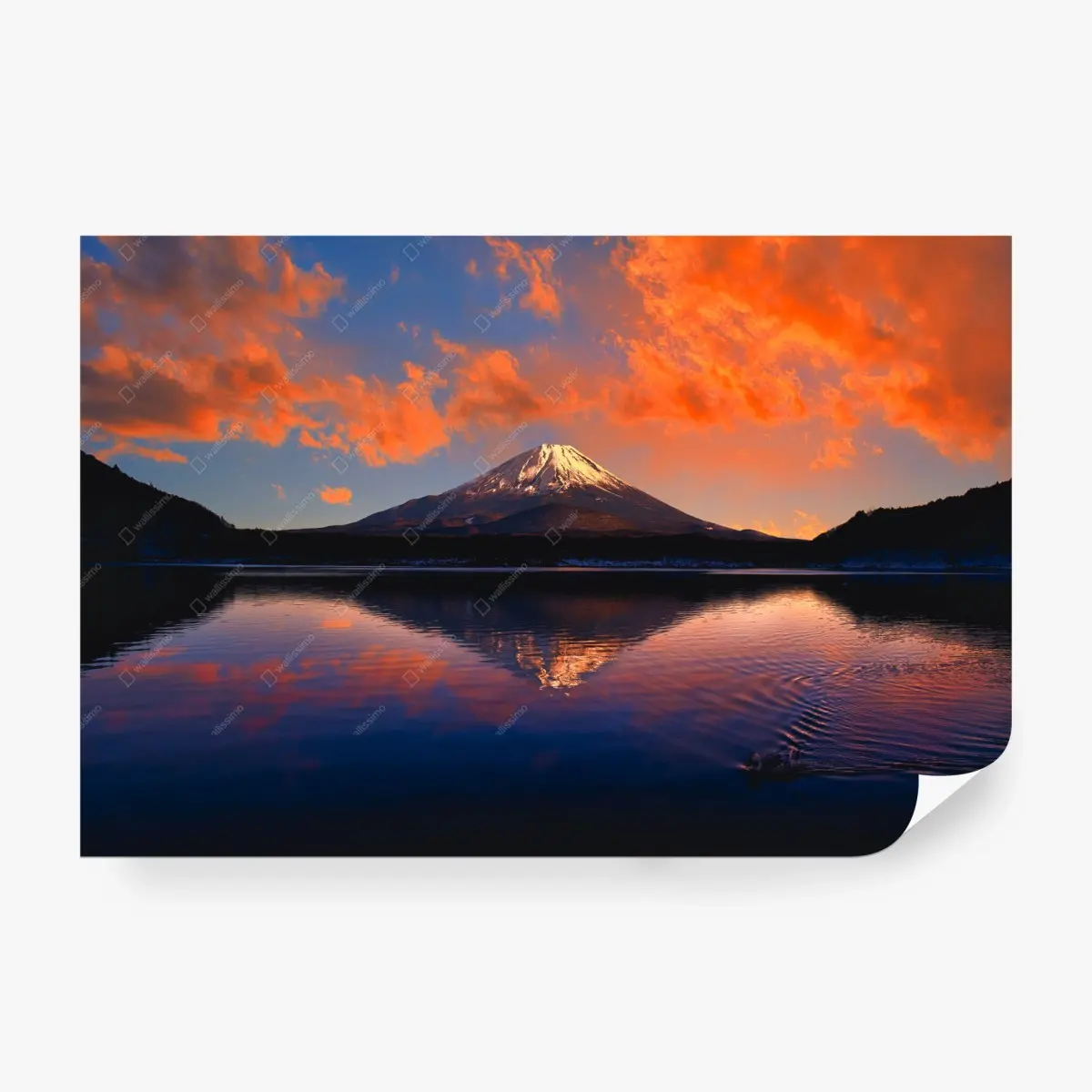 Fototapete friedlicher bergsonnenuntergang über dem see – Pixers®