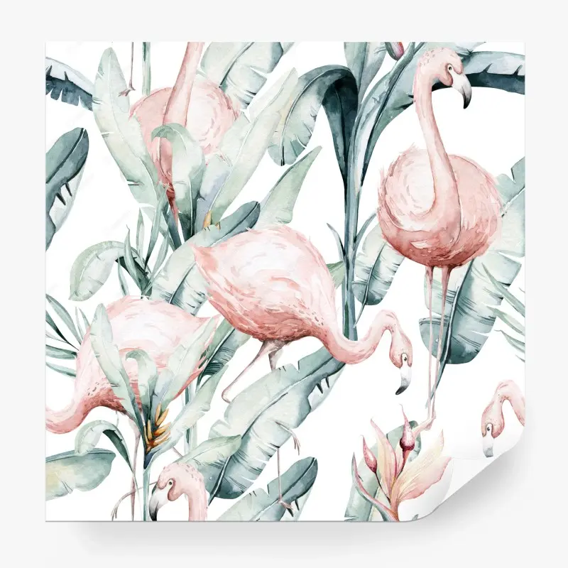 Fototapete aquarell flamingos tropisches muster